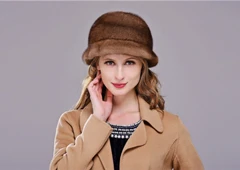 HM016 натуральная норковая шапка, зимний женские теплые Шапки целый кусок норки меховые шапки женские зимние шапки - Цвет: coffee