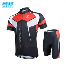 ARSUXEO мужские горные шоссейные велосипеды MTB с коротким рукавом Джерси+ 3D Coolmax Мягкие Шорты дышащий велосипед велосипедный комплект одежды для велоспорта