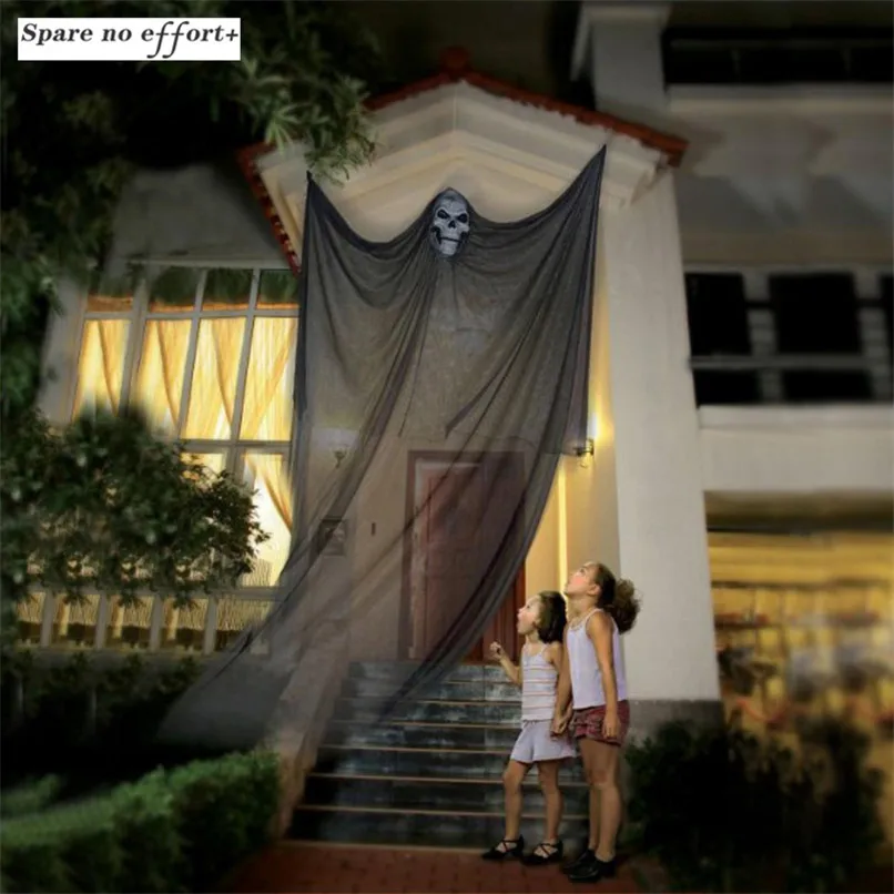 

Halloween Hanging Ghost Decoration Wall Door Gauze Ghost Big Size Skull Mask Prank Props Haunted House Hanging Drops Tricky Prop