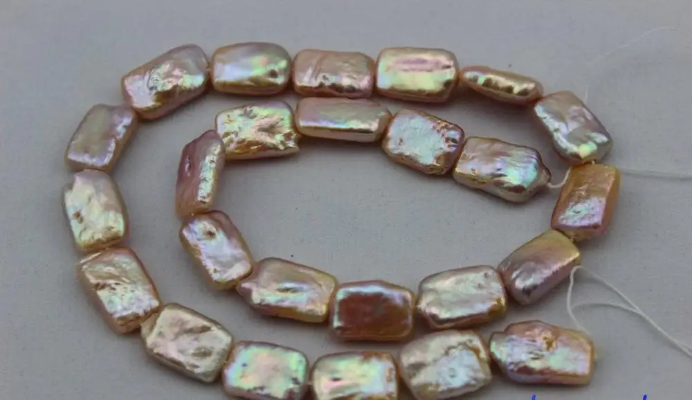 

FREE SHIPPING>>>@@ > fresh water pearl necklace DIY Material Natural purpl Rectangle10x15mm 15