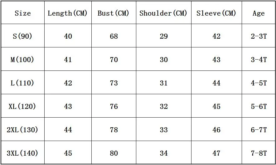 Size chart