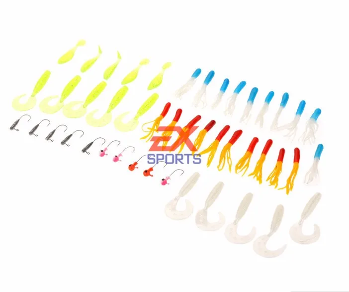35Pcs Soft Worm Lure Carp Fishing Lure Set + 10 Lead Head Jig Hooks Simulation Suite Soft Fishing Baits Set Tackle Pesca (3)