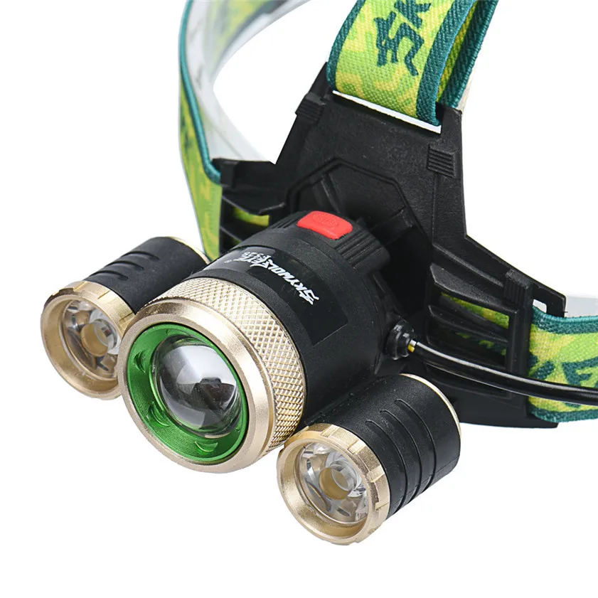 

High Quality ZOOM 15000Lm Headlamp CREE XM-L 3 x T6 LED Headlight 18650 Light Charger Battery