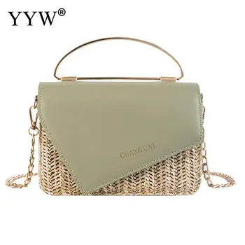 

Women Woven Rattan Bag Straw Shoulder Handbags Small Beach Tote Handbag Ladies Summer Pu Leather Crossbody Bags Bolso Mujer
