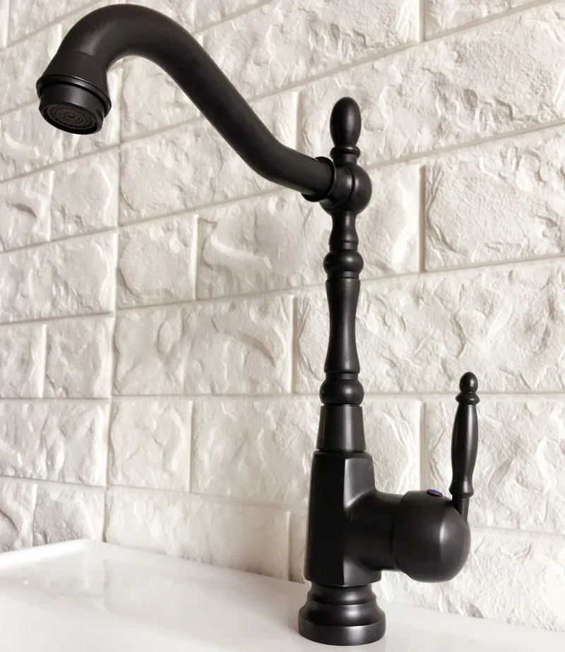 Swivel Spout Water Tap Oil Rubbed Black Bronze Single Handle Single Hole Kitchen Sink & Bathroom Faucet Basin Mixer Tap anf384