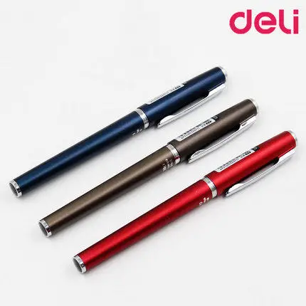 DELI S71 Gel Pen Metal Texture Signing Pen 0.5mm/1.0mm Office Pen Crude