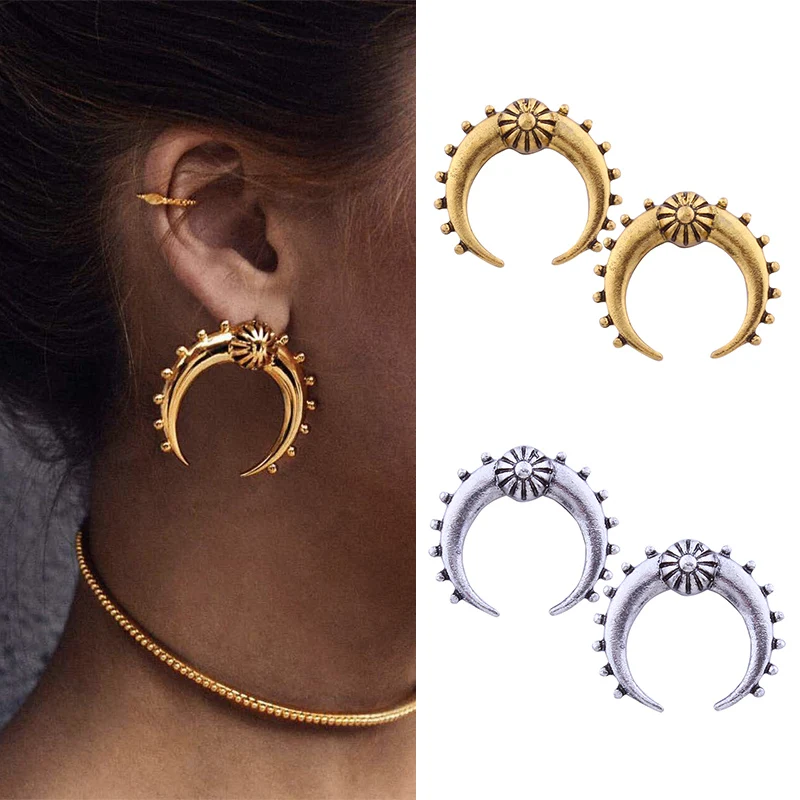 

2018 New earings Seaside Golden/Silvery Unique Wedding Exquesite Crescent Moon Earring for women Allergy Free 1Pair Gifts brinco