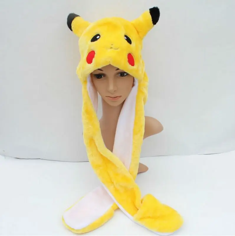 

Anime Cartoon Trainer Pokemon go Cute Pikachu Plush Hat Cap with Gloves Cosplay