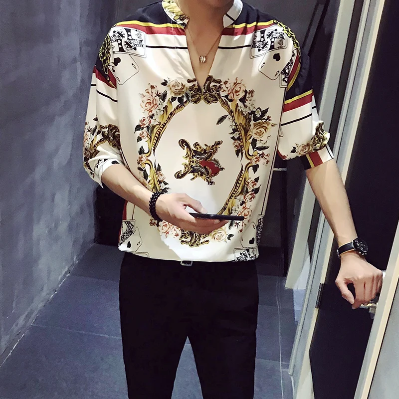 

Flowers Shirts Mens Fancy Shirts Floral Printed Shirts Mens Loose Social Club Outfits Royal Baroque Camiseta Masculina