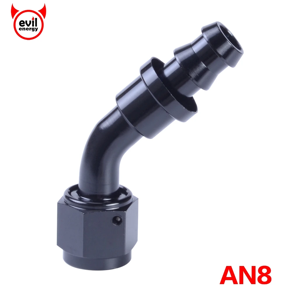 evil energy AN8 Aluminum 45 Degree Fuel Push On Fittings Oil Cooler