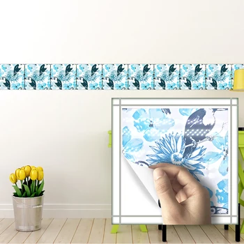 

Funlife 20*20cm*10pcs/set Self adhesive wall decal birds and flower bathroom waterproof kitchen anti oil tiles stickers bathroom