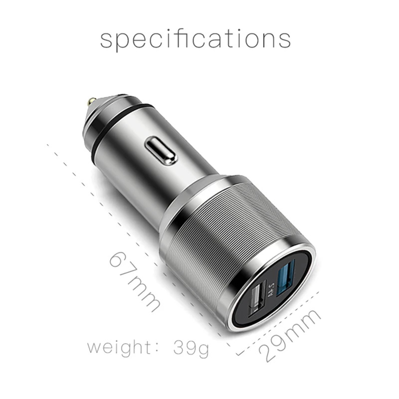 Быстрое Автомобильное зарядное устройство QC3.0 с двумя usb портами 12 В 24 два порта