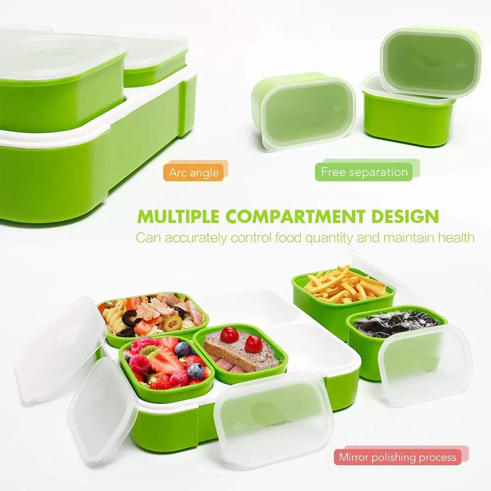 Ланч бокс контейнер для еды еда Bento Коробки для обедов Microwavable герметичные коробка с 5 отдельно изолированный отсек едой преп Еда контейнер для хранения box с мешком
