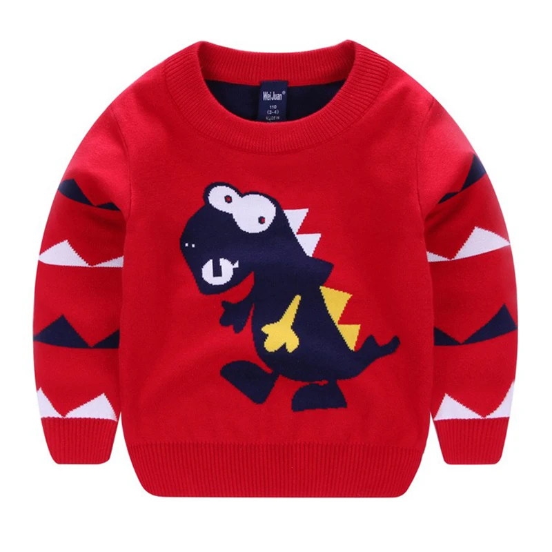 Вязаный свитер для мальчика, осенне-зимний топ с рисунком динозавра для малышей, верхняя одежда для девочек кардиган, свитер для детей возрастом от 2 до 7 лет