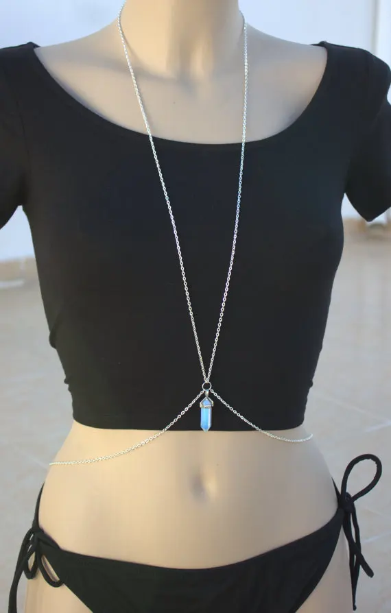 TTMM New Summer Beach Bikini Body Jewelry Simple tassel Stone Pendant