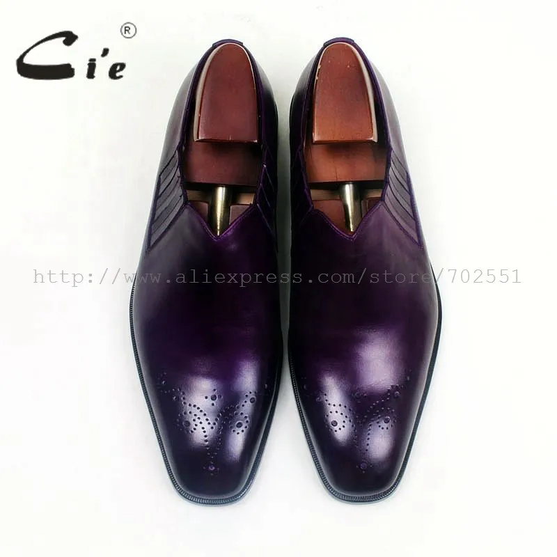 Cie/мужские кожаные туфли ручной работы с квадратным носком и медальоном; мужские слипоны из натуральной телячьей кожи; фиолетовые лоферы; 101