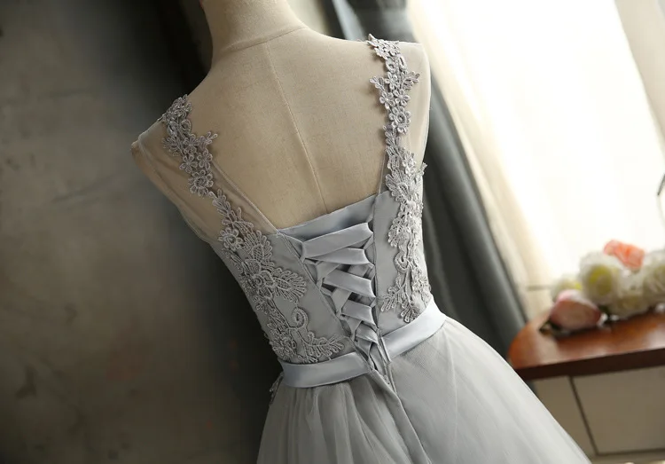 HJZY65X# короткие платья подружки невесты на шнуровке цвета шампанского, серого и красного цветов; ; Недорогое Платье для свадебной вечеринки; платье для выпускного вечера для девочек;
