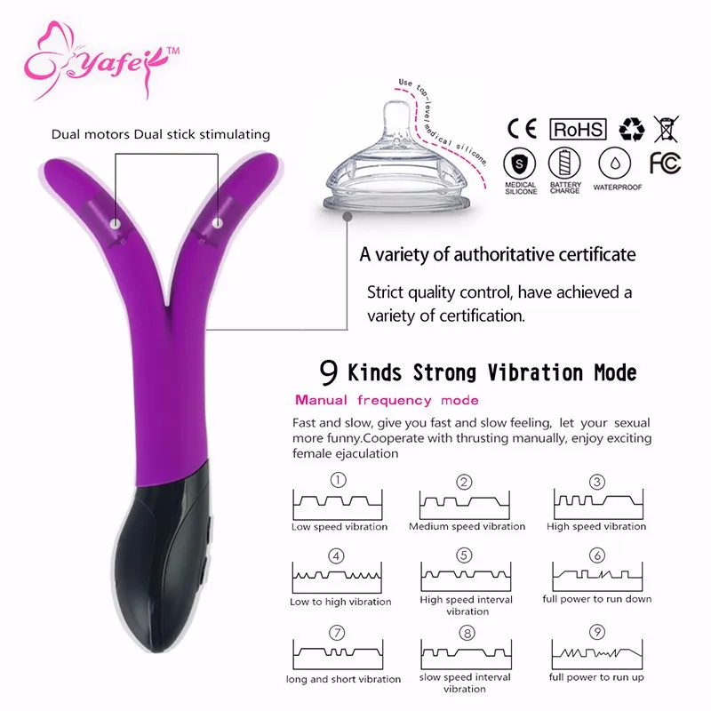 YAFEI Powerful Dual Vibrator for Women G spot Vagina clit vibrator,Anal Vibrator Rabbit Wand Body Massager Sex Products Sex Toys 2
