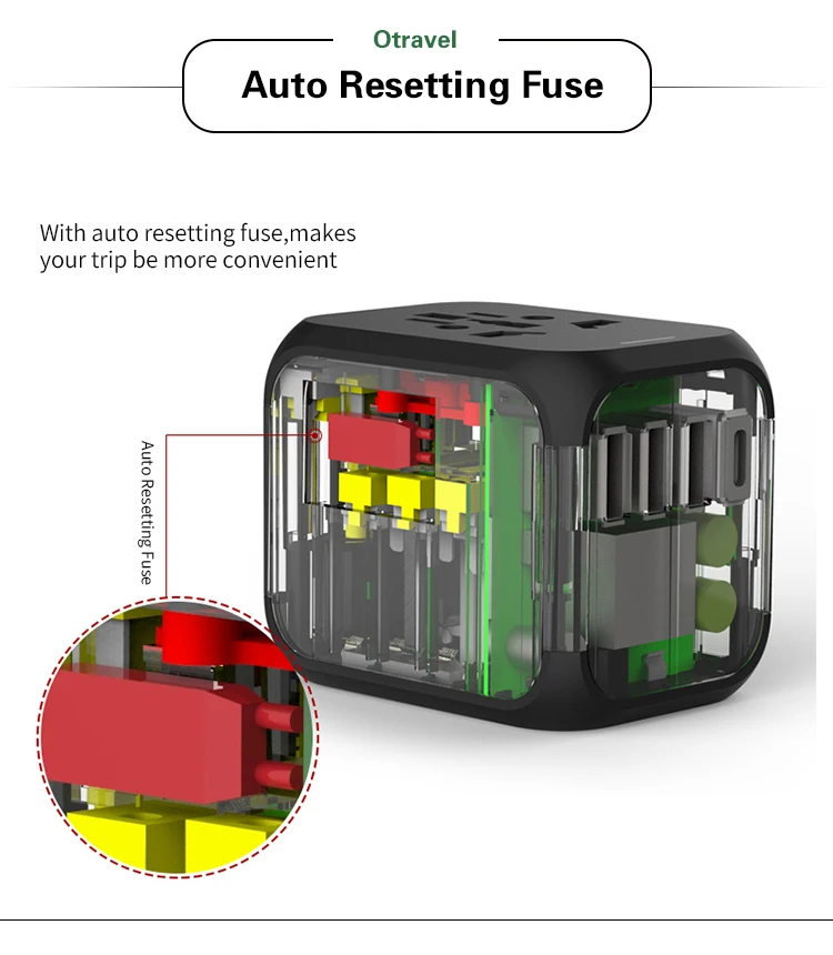 Plug Travel Adapter 309T International Universal Power Adapter All-in-one 5V 2.4A USB Type-c US UK EU AU Asia Travel USB Charger