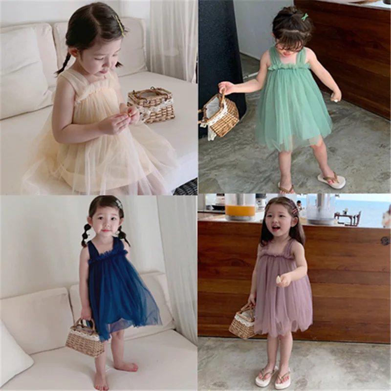 

Girls Super-fairy Dress Kids Baby Princess Dress 2019 Summer Sleeveless Children's Dress Baby Yarn Dress for Birthday/party