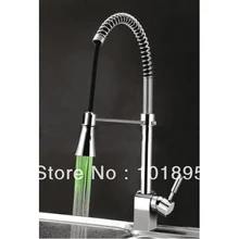 Розничная торговля-люкс латуни Кухня кран со светодиодом, хромированной отделкой, на бортике LED смеситель, x8389b1