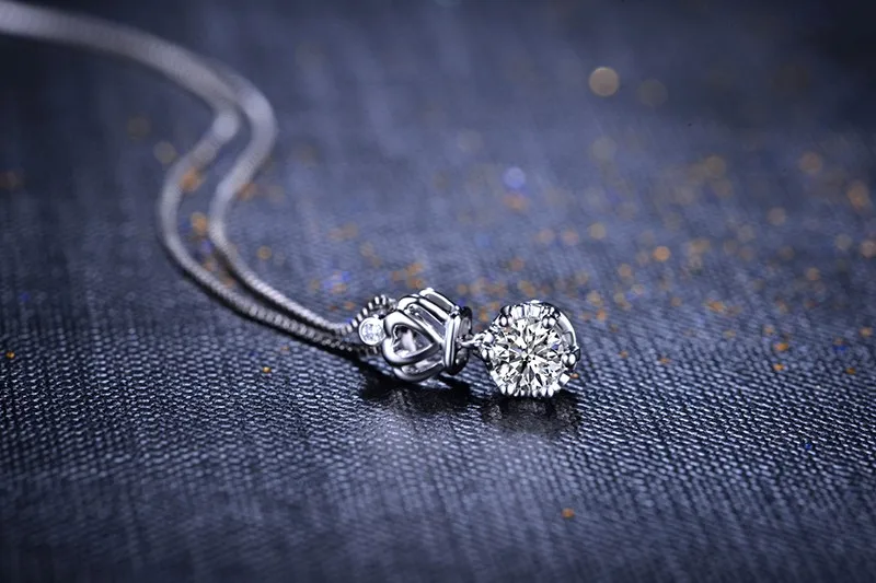 ZOCAI Crown 1,0 карат G/VS2 Certified Diamond Pendant in 18 К из белого золота (Au750) С 18 К белого золота цепи Цепочки и ожерелья D80066T_1