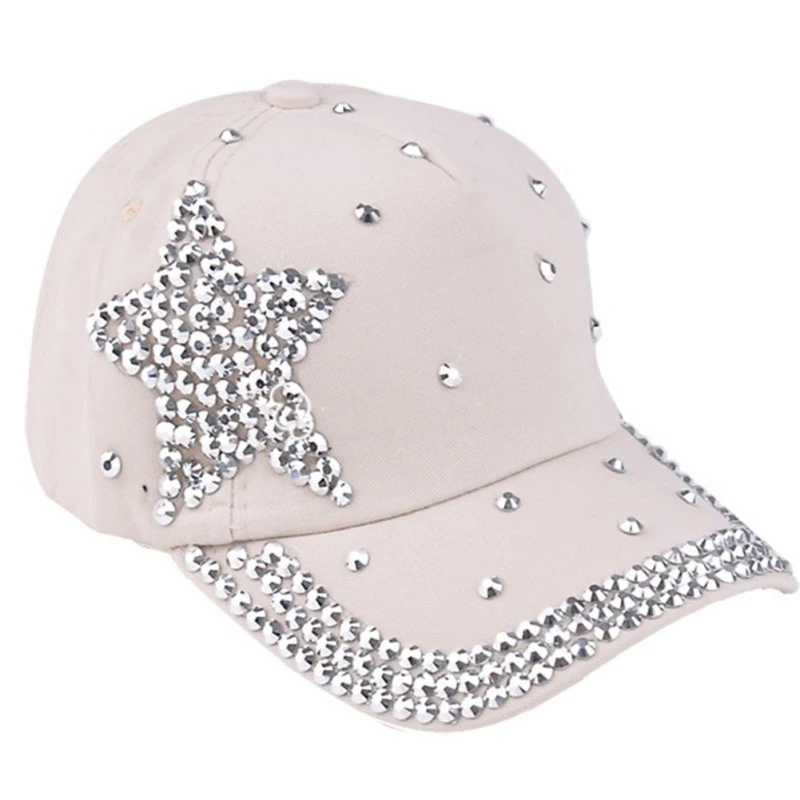 

Fashion Star Denim Caps Five Point Star Hat Cap Sun Cap Rhinestone Baseball Cap Adjustable