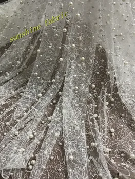 

Beautiful african net lace fabric high quality african tulle lace fabric with stones Nigerian French beaded lace fabric