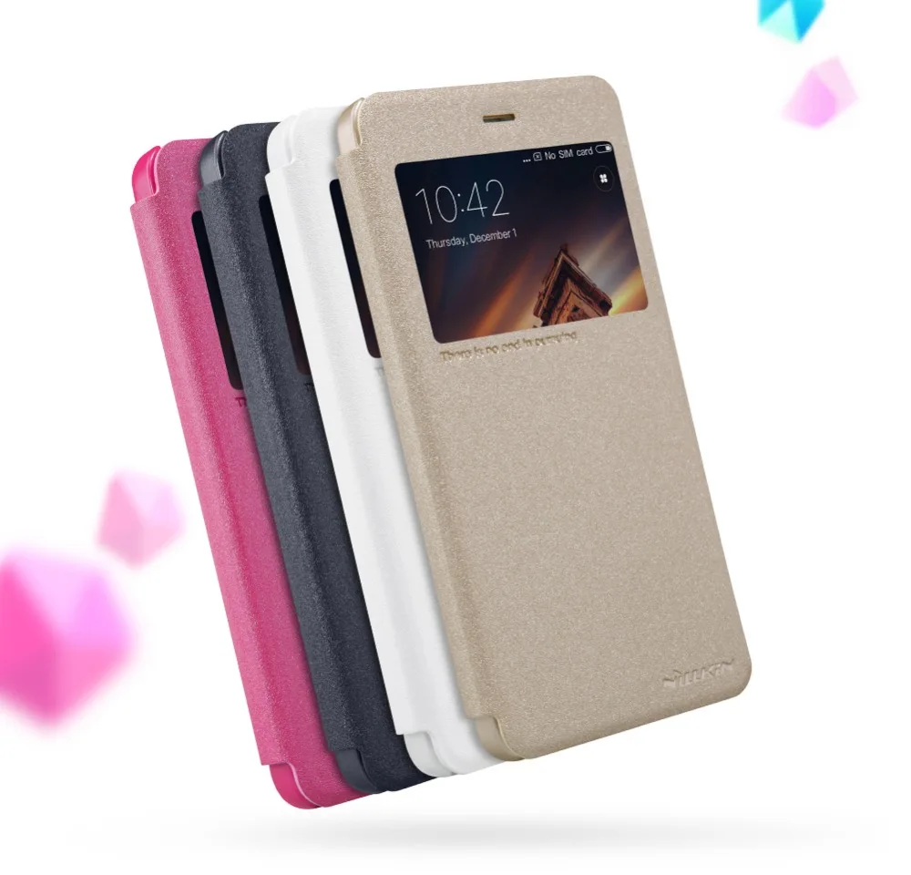 

Flip case Cover For Xiaomi Redmi 4A case NILLKIN Phone Sparkle PU leather flip cover view window For Xiaomi Redmi 4A Case Cover