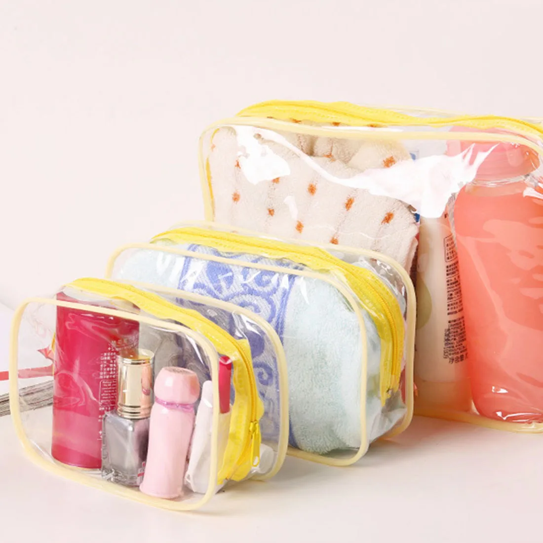 New 3PCS/Set Waterproof Transparent Cosmetic Bag Women Portable
