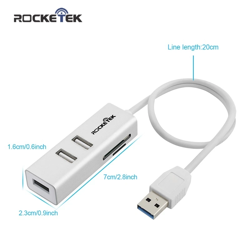 Игровая мышь Rocketek Мульти usb 3,0 концентратор 3 порта адаптер-разветвитель Алюминий SD/TF кард-ридер для MacBook Air ноутбук аксессуары