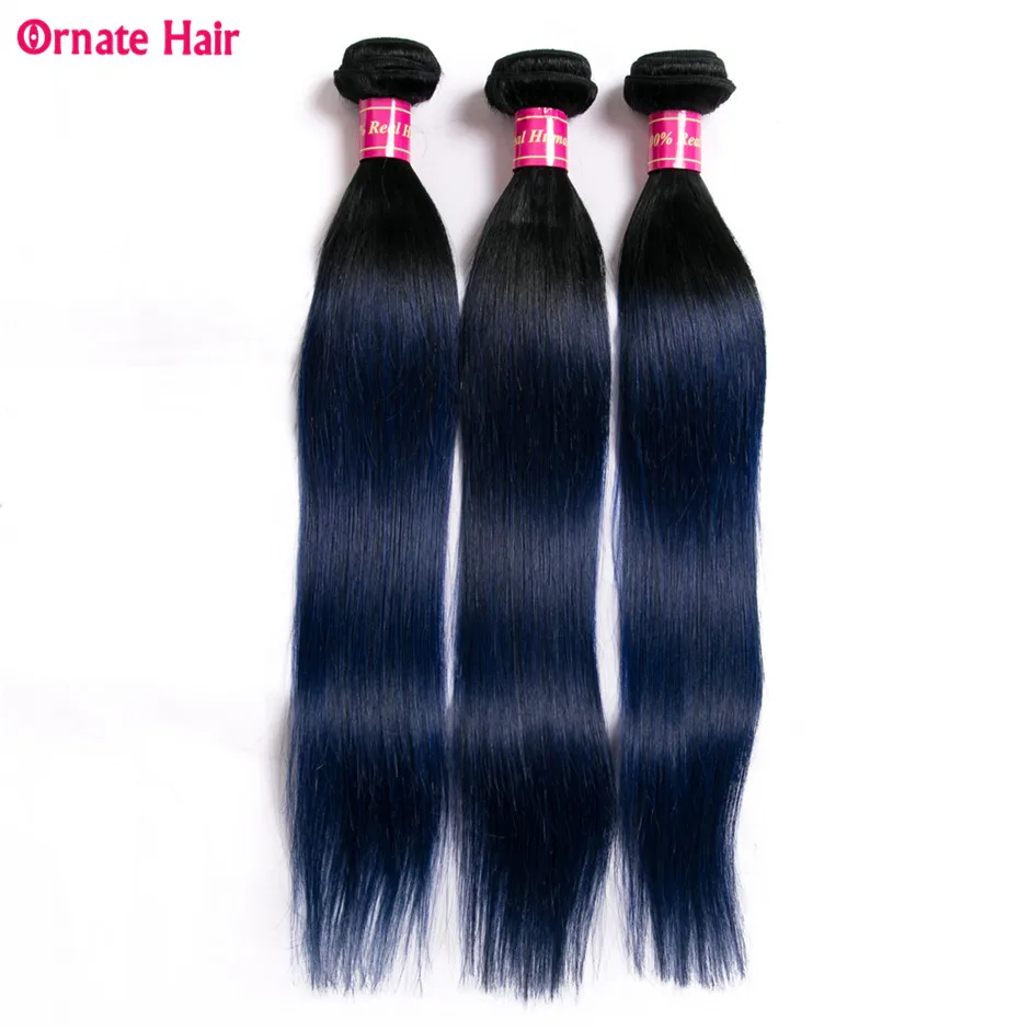 

Ornate Straight Hair 3 Bundles Peruvian Hair Extension Two Tone Human Hair Weave 12-24 Inch Ombre Hair Bundles Non Remy