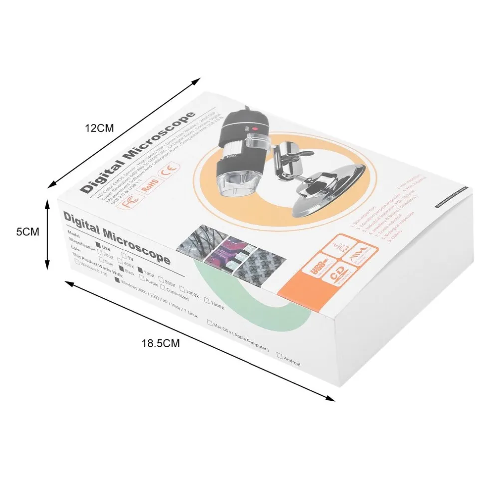 Черный практическая Электроника 5MP USB 8 светодиодный цифровой камера микроскоп Эндоскоп лупа 50X~ 500X увеличение мера