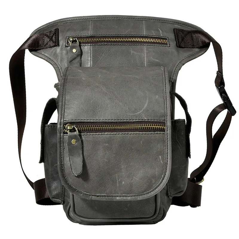 

Brand Genuine Leather Casual Travel Leg Thigh Bag Men's Waist Pack Cross Body Shoulder Messenger Bags For Cell Phone Wallet