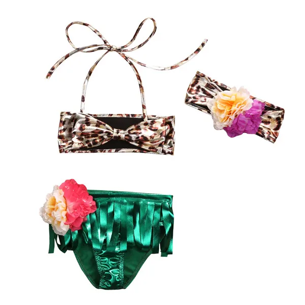 neonato bambino bambini baby girl bikini set nappa swimwear della stampa del leopardo costume da bagno