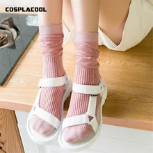 Осень-зима, Новое поступление, японские Модные Шелковые гольфы в стиле Харадзюку, цвета: золотистый, серебристый meias, носки для девочек/женщин с рисунком, носки для принцессы