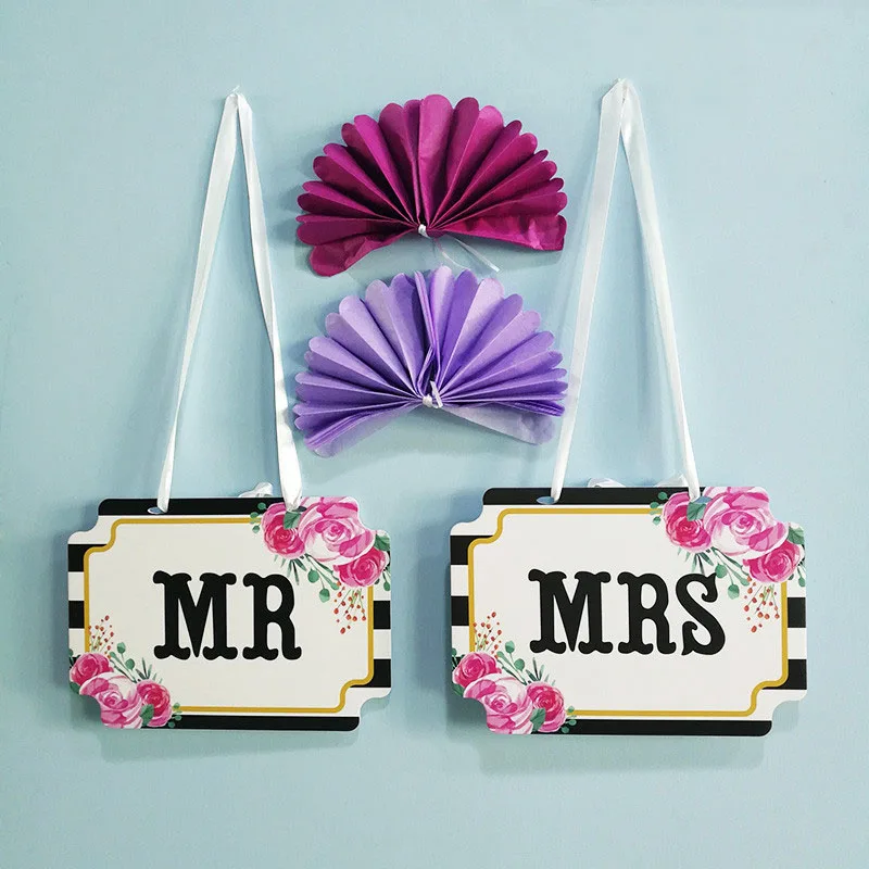 2 шт Mr and Mrs Свадебная гирлянда для невесты, жениха, стула, баннеры, гирлянда для винтажной свадебной вечеринки, свадебный душ, реквизит для фотосессии, украшения - Цвет: A
