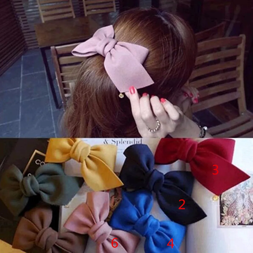 TOMTOSH New Big Solid Cloth Bows Hair Clips Hair Accessories for Women Girl Wedding Hair Jewelry