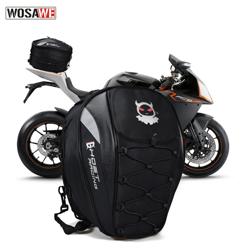 

GHOST RACING Motorcycle Tail Bags Back Rear Seat Helmet Bags Kit Travel Bag Motorbike Scooter Sport Luggage Rider Shoulder Bag