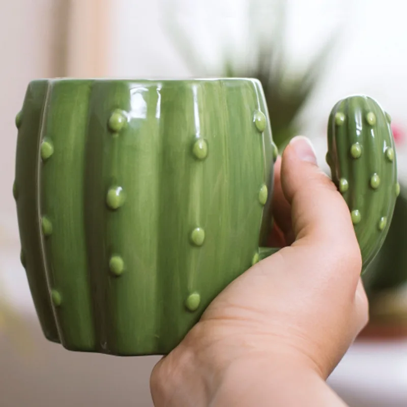 Модные 3D кружки в стиле кактуса, контейнер для воды, чашки для чая, молока, кофе, кружка со специальной ручкой, фарфоровая керамическая посуда для напитков