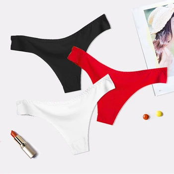 

3pcs Ice Silk Panties For Women Seamless Low Waist Briefs Ultra-thin G-String Underpants Underwear Female Intimates #F