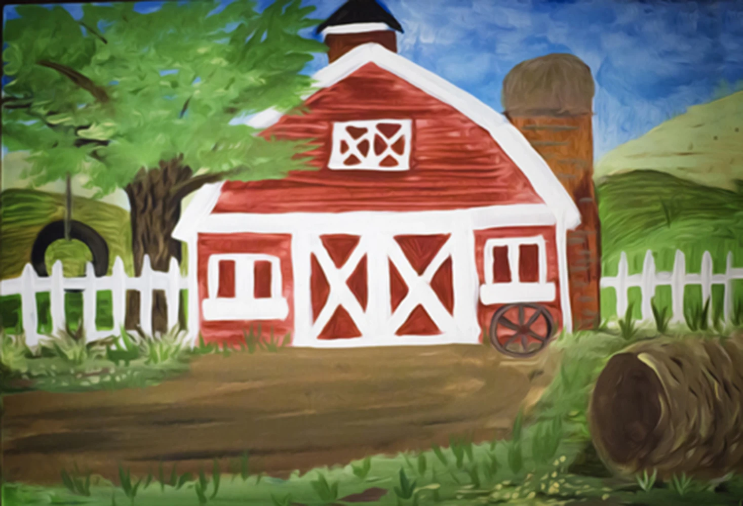 

Farm Theme Backdrop Red Barn Animals Barnyard House Photography Background Birthday Party Banner Photo Studio Props XT-4668