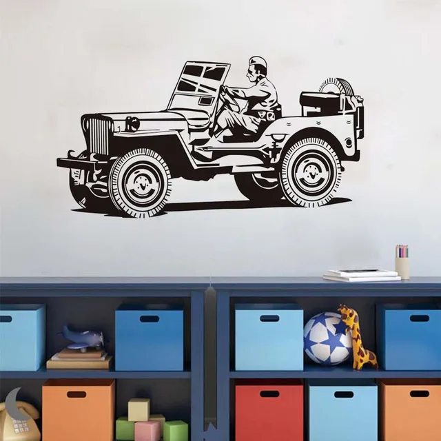 High Quality Modern Style A Driver Cartoon Army Car Wall Sticker High Quality Modern Style A Driver Cartoon Army Car Wall Sticker Living Room Vinyl Home Decoration
