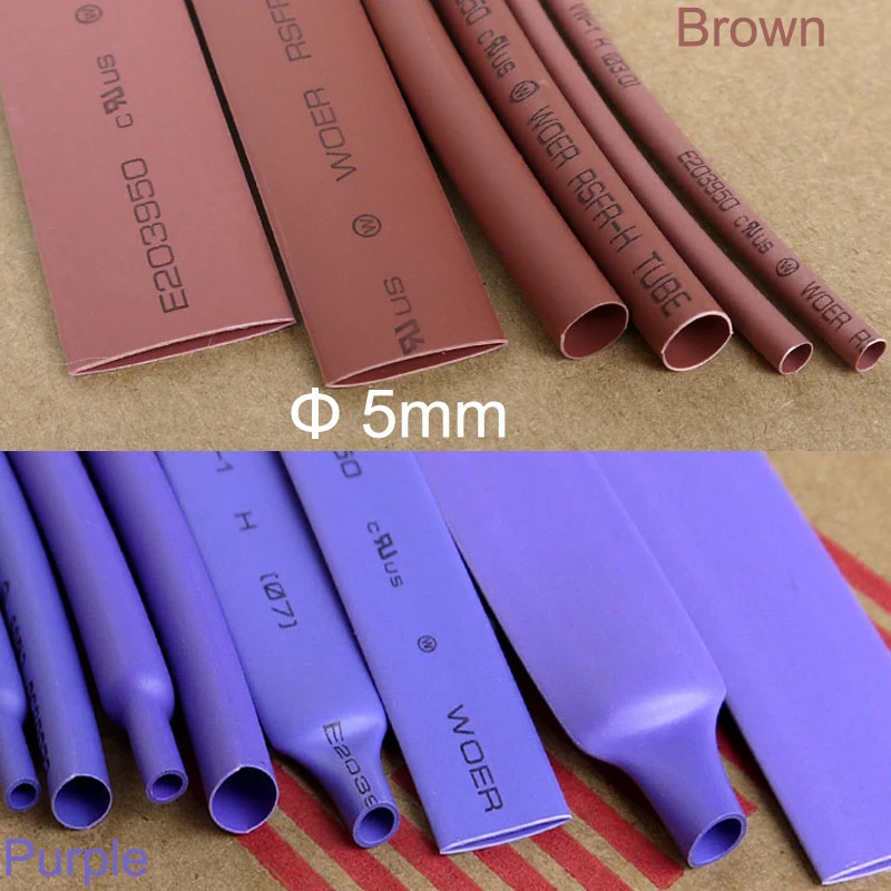 

10M 2:1 Ratio 5mm Diameter Purple Brown DIY Headphone Stereo Wire Cable Sleeve Insulating Heat Shrink Tubing Shrinkable Tube
