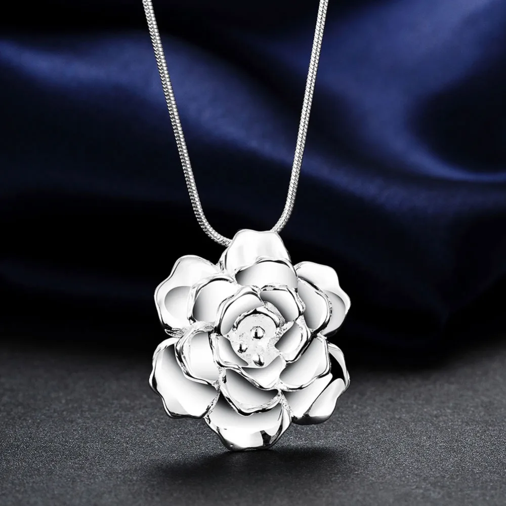 New Arrival 925 Silver Jewelry Women Pendants Neckalce Delicate Flower