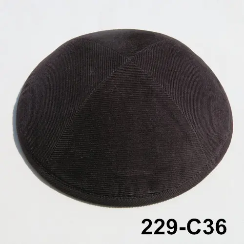 Kippot кипа головные уборы Skullies вельветовые Yarmulke 19cmBeanies еврейская шляпа-Кепка с черепом - Цвет: 229c36