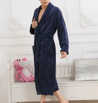 

Coral fleece robe sleepwear bathrobes bathrobe male lounge 48 Dark Blue