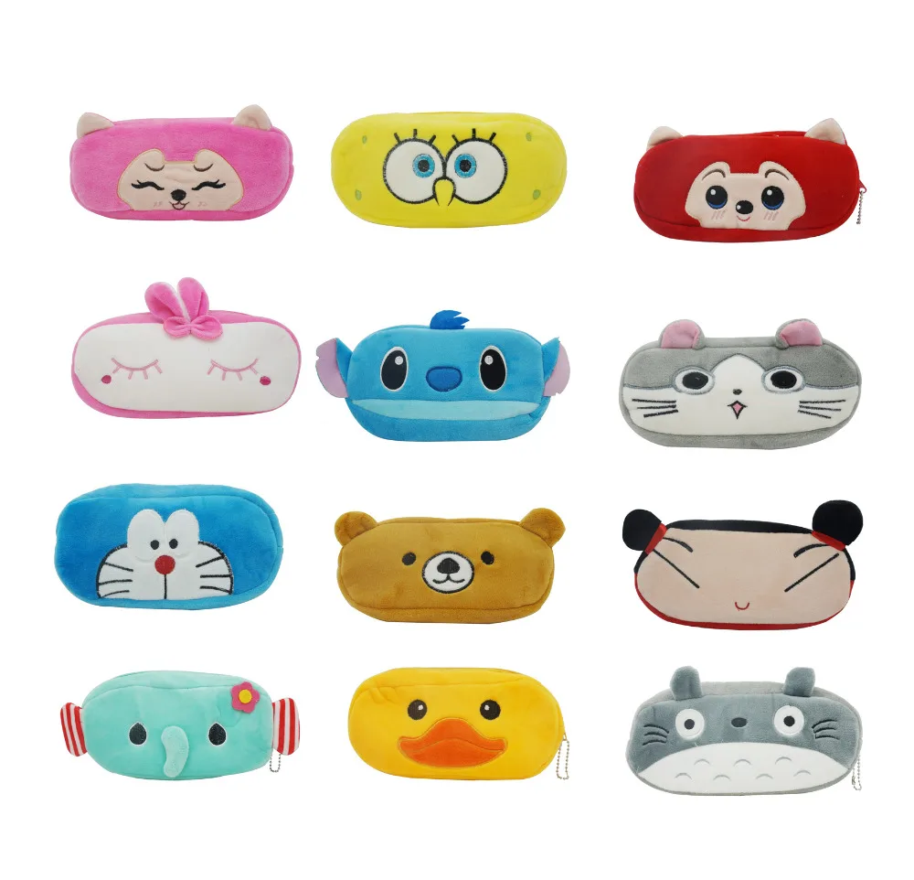 

Cute Cartoon Kawaii Pencil Case Plush Large Pencil Bag for Kids School Supplies Material Korean Stationery Free shipping