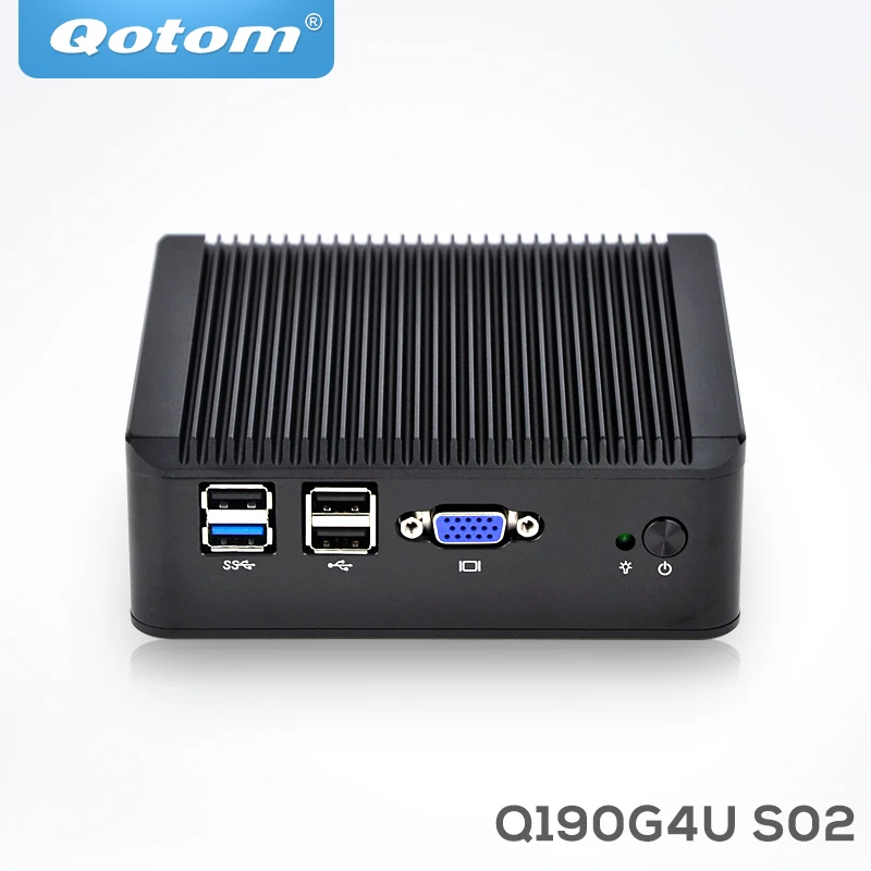 QOTOM мини-ПК Q190G4U с 4 гигабитными сетевыми сетями для создания брандмауэра маршрутизатора, безвентиляторного устройства, J1900 мини-ПК четырехъядерный 2 ГГц