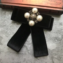 Женский галстук, бархатная жемчужина-бабочка, Декор, женские галстуки-бабочки, классическая черная брошь для девушек, Студенческая одежда для гостиницы